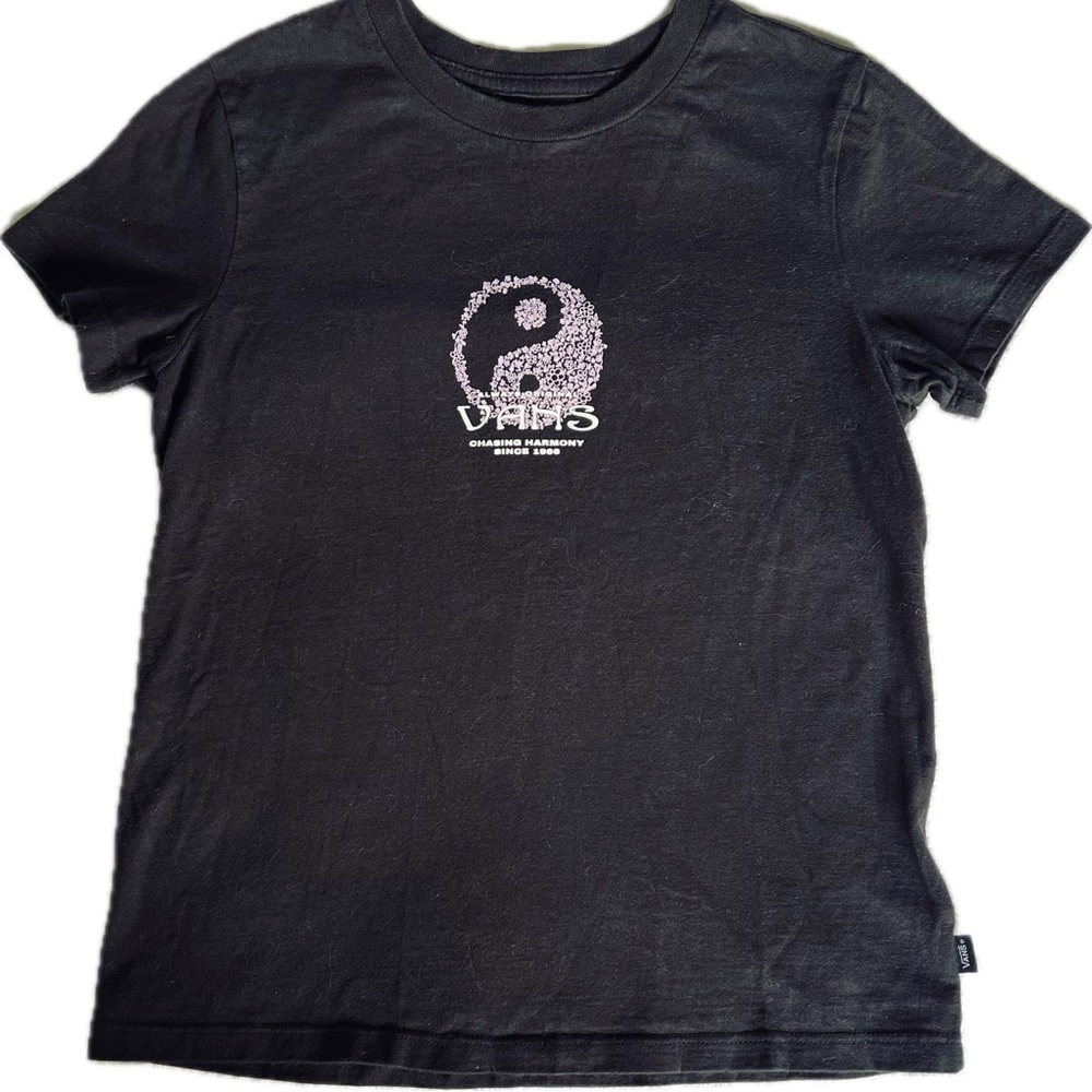 VANS Black & Purple No Bloom Without Rain No Yin Without Yang T-shirt W/Flowers